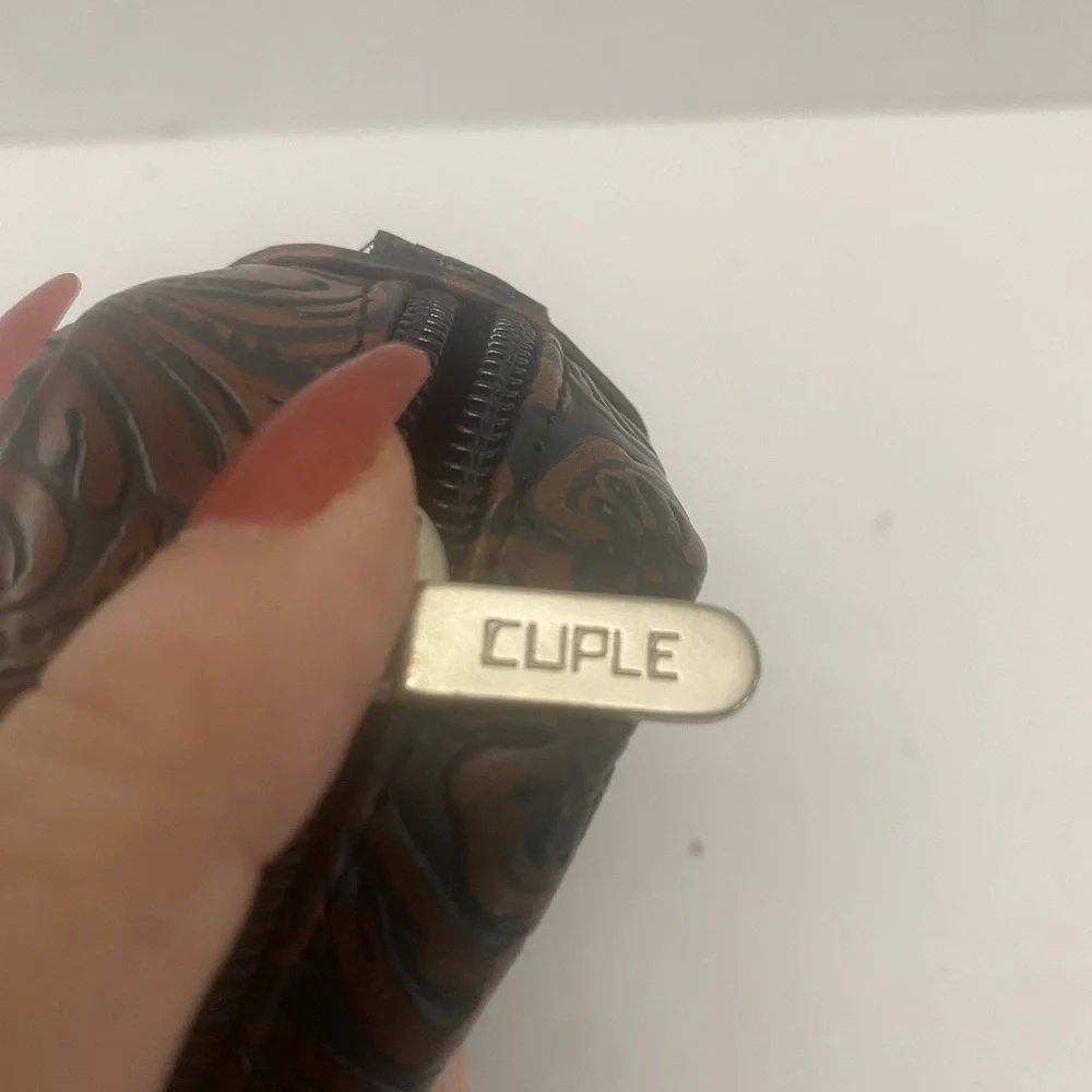 Cuple Spanish Luxury Brand Floral Embossed Faux Leather Pouch
